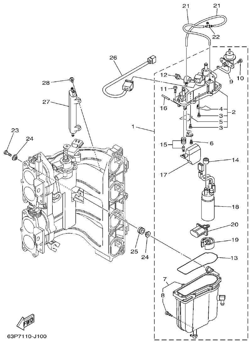 Yamaha F150BET, FL150BET FUEL INJECTION PUMP 1 parts diagram